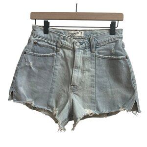 Abercrombie & Fitch High Rise Cut Off Jean Shorts Curve Love Women Sz 26‎ Denim